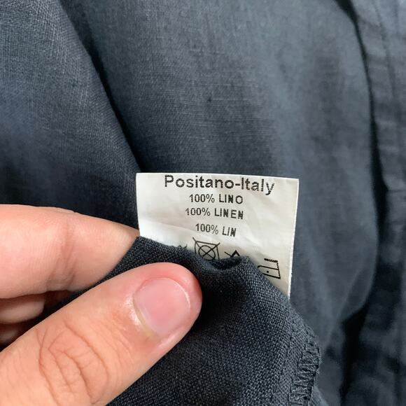 Pepitos Positano S Black Pleated Ruffle 100% Linen Top Breathable Travel - Picture 8 of 8